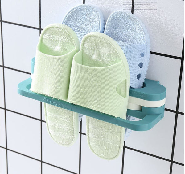4 in 1 Foldable Slippers Holder Wall Mounted Hanging Shoes Storage Rack Organizer