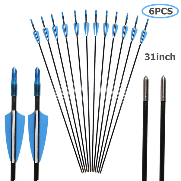 6Pcs Archery Fiberglass Arrows