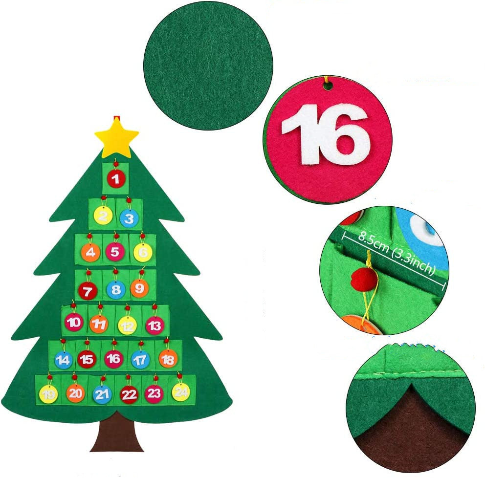 Felt Christmas Tree Countdown Advent Calendar Flip Pattern and Number