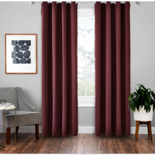 1PCS Blockout Curtain Wine Red