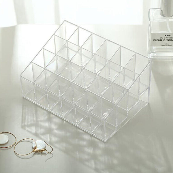 24 Grids Clear Lipstick Display Holder Plastic Cosmetic Organizer