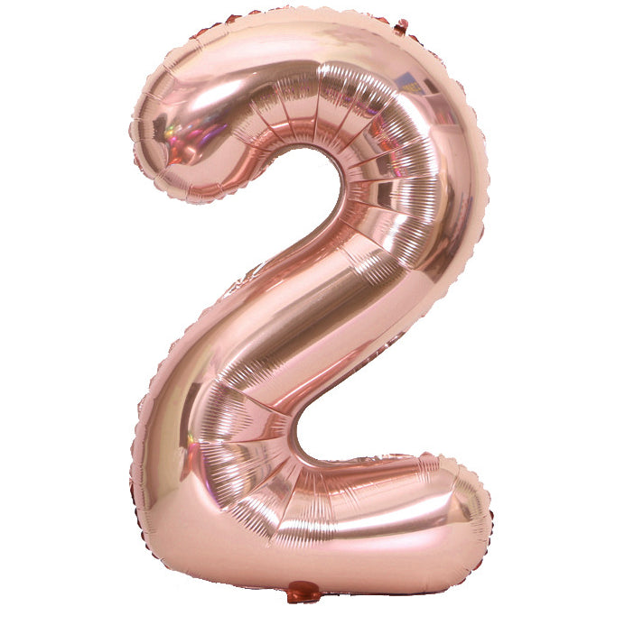 2 Rose Gold Jumbo Numbers 100cm 40" Helium Quality Foil Balloons Number Giant