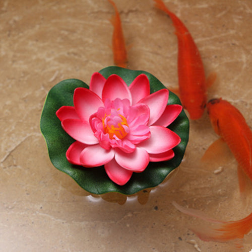 Artificial Lotus Water lily Floating Flower Garden Pool Pond Tank Plant Ornament