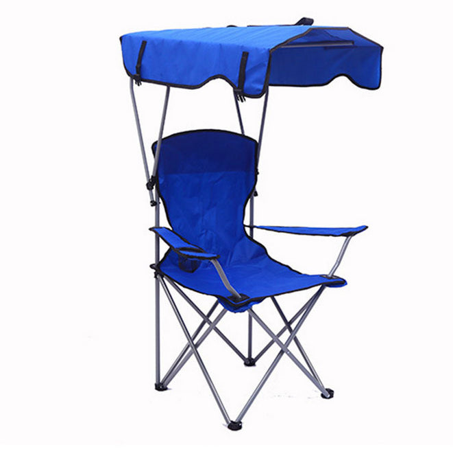Canopy Chair Foldable W/ Sun Shade Beach Camping Folding Outdoor Fishing - Blue