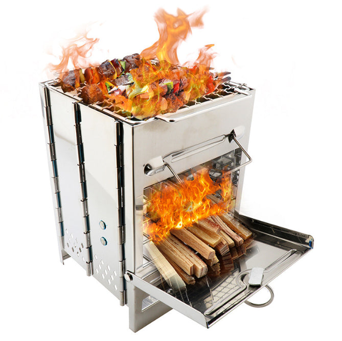 20x20x35cm Camping Stove Camp Wood BBQ Grill