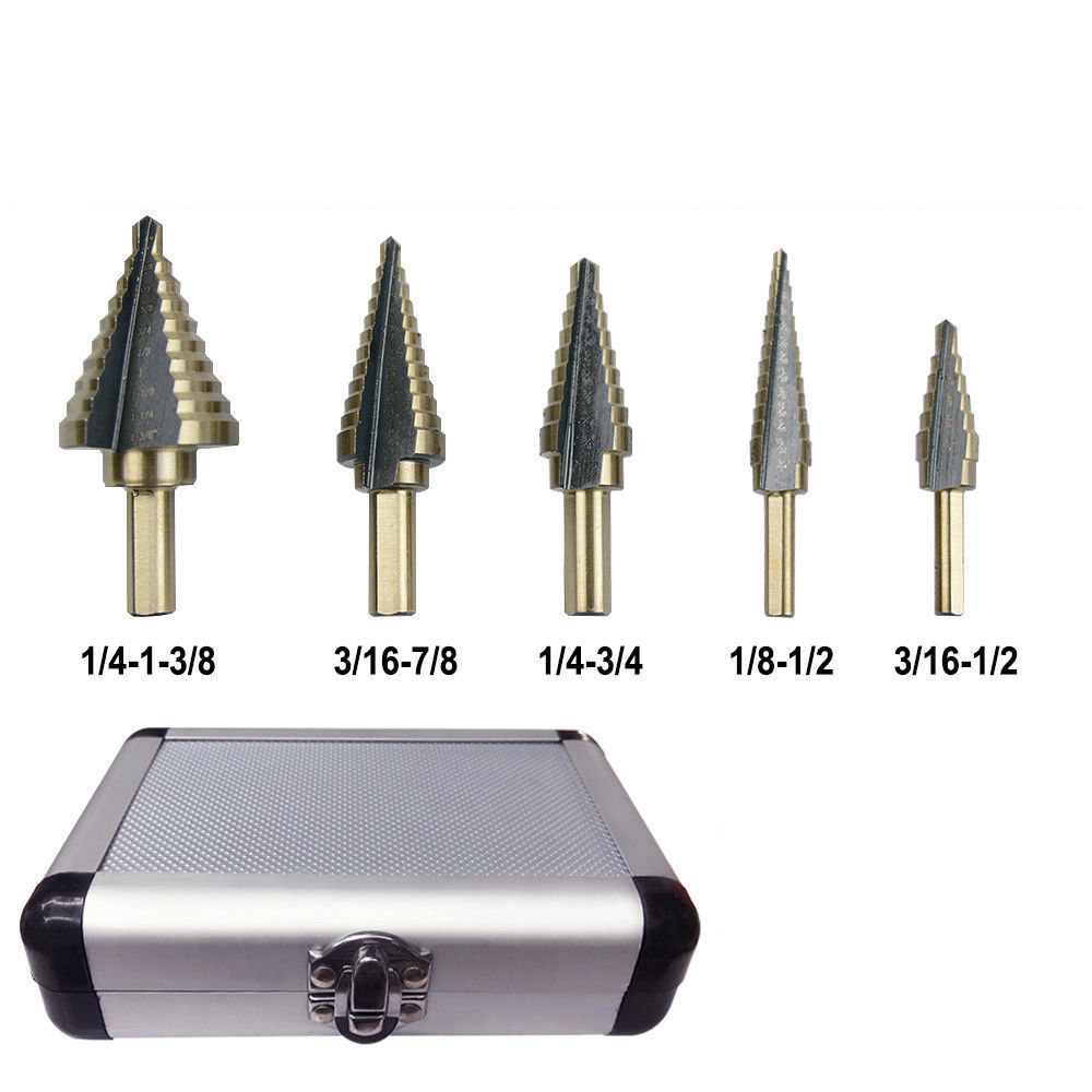 5PCS HSS Step Steel Cone Drill Titanium Bits Set salelink .nz