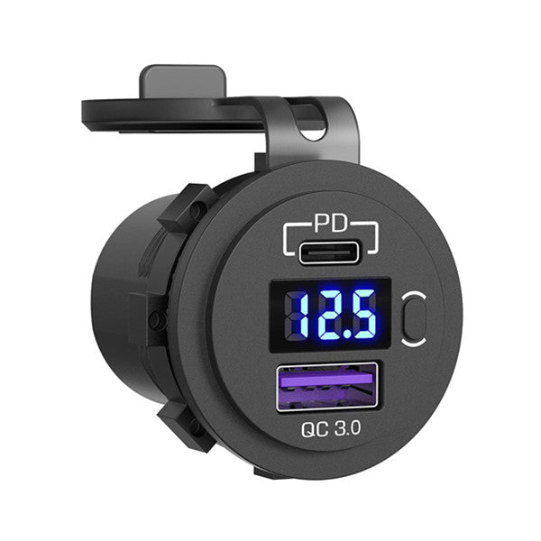 PD Type C USB Car Charger and QC 3.0 Charger 12V Power Outlet Socket ON/Off