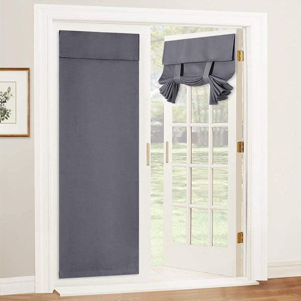 2 Panels French Door Curtains Gray