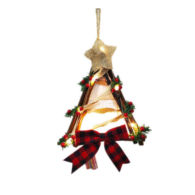 Christmas Bell With String Light Xmas Decoration Rustic
