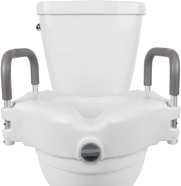 2 in 1 Raised Toilet Seat with Removable Padded Arms, Standard Seat