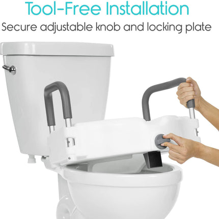 2 in 1 Raised Toilet Seat with Removable Padded Arms, Standard Seat