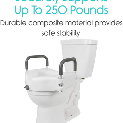2 in 1 Raised Toilet Seat with Removable Padded Arms, Standard Seat