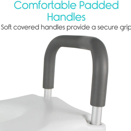 2 in 1 Raised Toilet Seat with Removable Padded Arms, Standard Seat