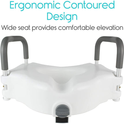 2 in 1 Raised Toilet Seat with Removable Padded Arms, Standard Seat
