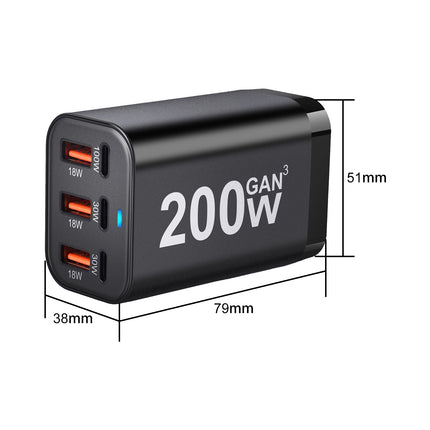 200W USB C GaN III Super Fast PD Wall Charger Charging Station
