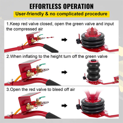 6600 LBS Triple Bag Air Lift Jack Pneumatic Vehicle Car Lifting Compressed Tool - salelink.co.nz