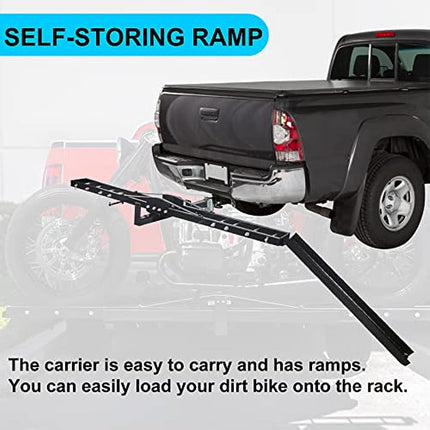 227kg Motorcycle Scooter Dirt Bike Carrier Hauler Hitch Mount Rack Ramp Anti Tilt - salelink.co.nz