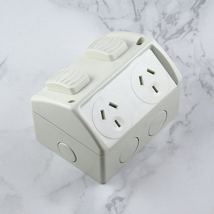 Weatherproof Double GPO Power Point Outlet 10Amp IP53 - salelink.co.nz