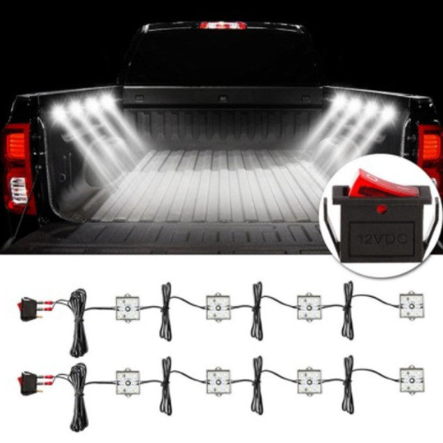 8PCS White LED Truck Pickup Bed Light Kit