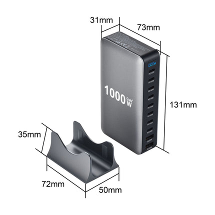 1000W 10-Port USB C Fast Charging Station Wall Adapter