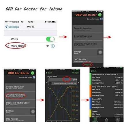 ELM327 OBDII OBD2 WiFi Car Engine Diagnostic Code Reader Scan
