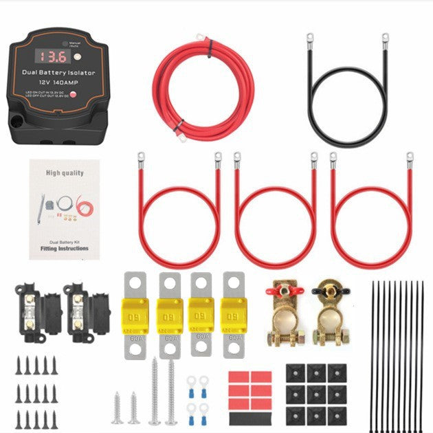 Dual Battery System Kit DC 12V 140A Heavy Duty Cables Smart Isolator Marine Boat