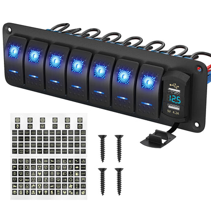 8 Gang Rocker Switch Panel - salelink.co.nz