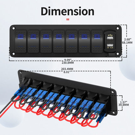 8 Gang Rocker Switch Panel - salelink.co.nz