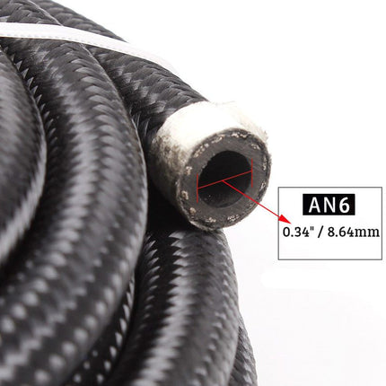 5M AN6-6AN Nylon Steel Braided Oil Fuel Line W/ Fitting Hose End Adapter Kit - salelink.co.nz