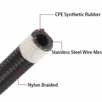 5M AN6-6AN Nylon Steel Braided Oil Fuel Line W/ Fitting Hose End Adapter Kit - salelink.co.nz