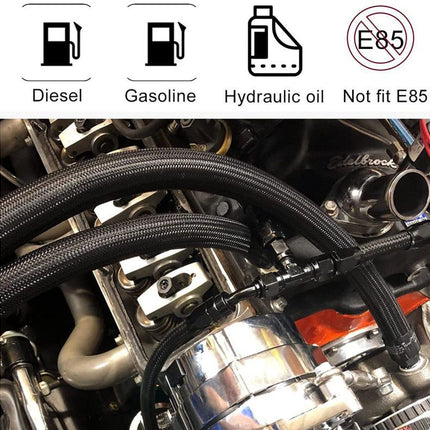 5M AN6-6AN Nylon Steel Braided Oil Fuel Line W/ Fitting Hose End Adapter Kit - salelink.co.nz