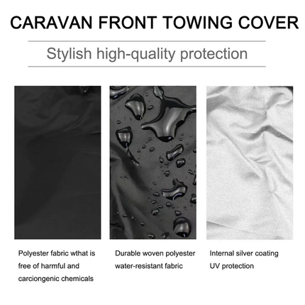 Caravan Front Towing Cover Tough 600D Protector LED Light Reflective Strips