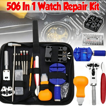 506pcs Watch Repair Tool Kit Back Case Opener Remover Spring Pin Bars Watchmaker