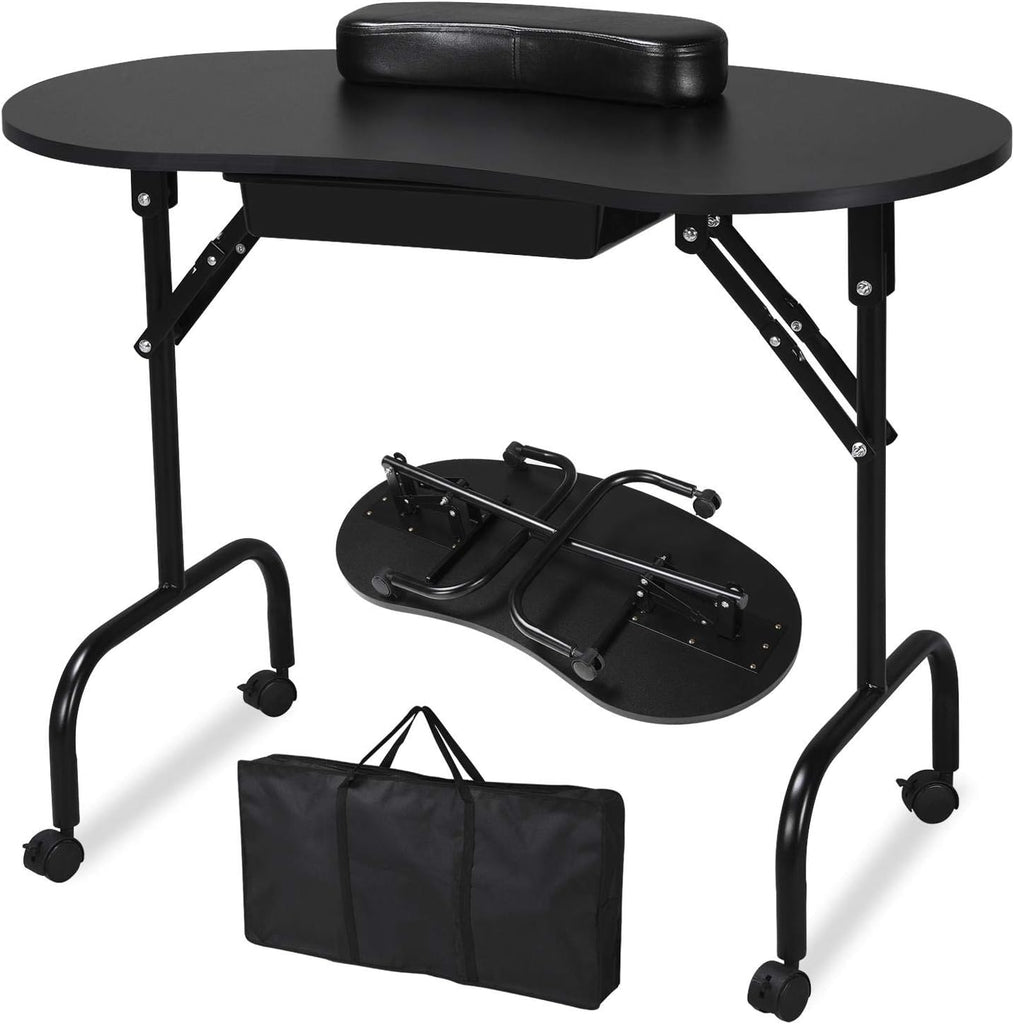 Folding Manicure Table Black