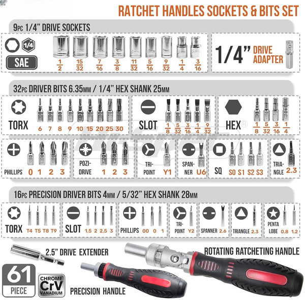 61pcs Ratchet Screwdriver Set