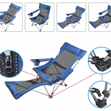 Reclining Camping Chair with Footrest - salelink.co.nz
