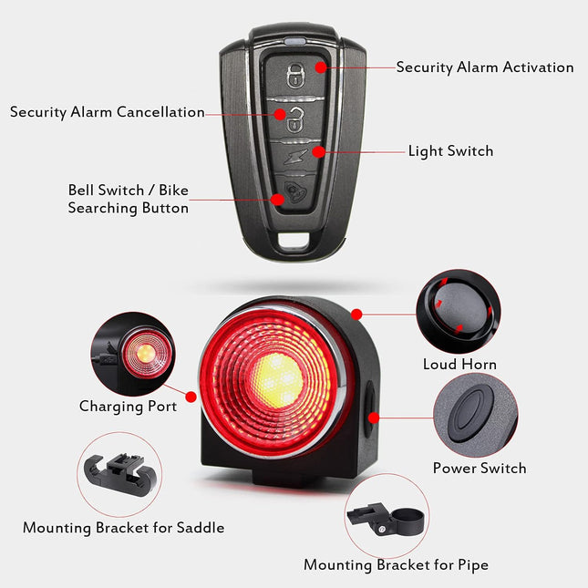 Bike Anti-theft Alarm And Rear Light
