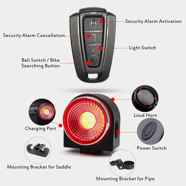 A8 Bike Anti-theft Alarm And Rear Light