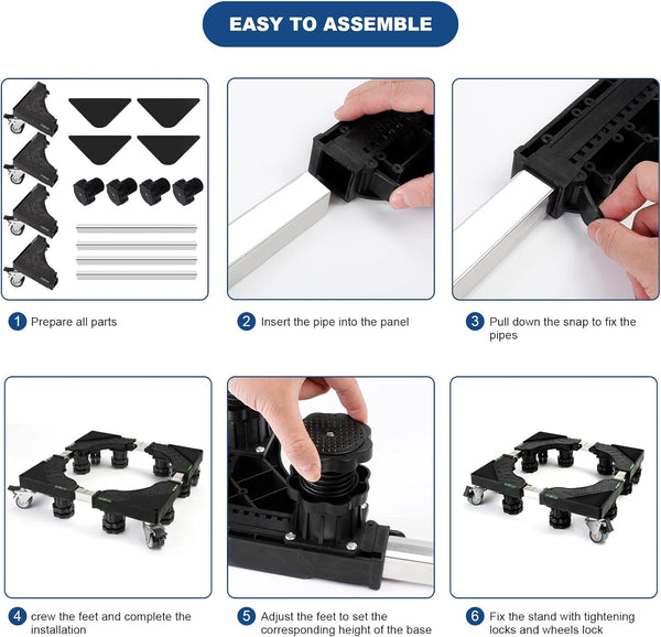 Movable Washing Machine Stand Adjustable Refrigerator Wheels Washer Dryer Base