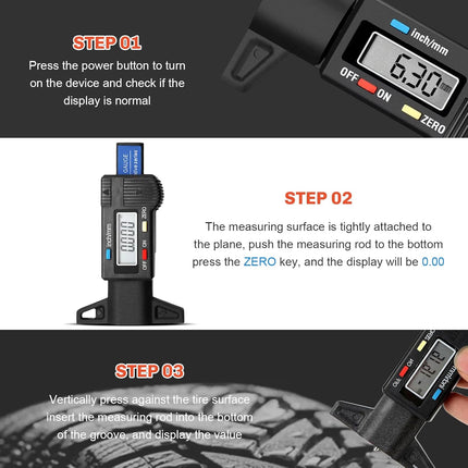 Tyre Tread Depth Gauge Portable Tread Depth Tester
