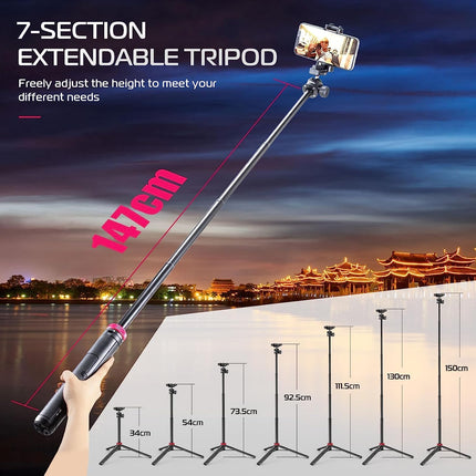 ULANZI MT-44 Extendable Phone Tripod Selfie Stick - salelink.co.nz