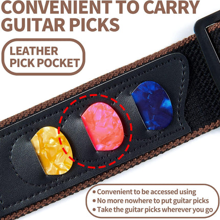 Guitar Strap Set Acoustic Electric Bass with Picks Holder & Strap Lock