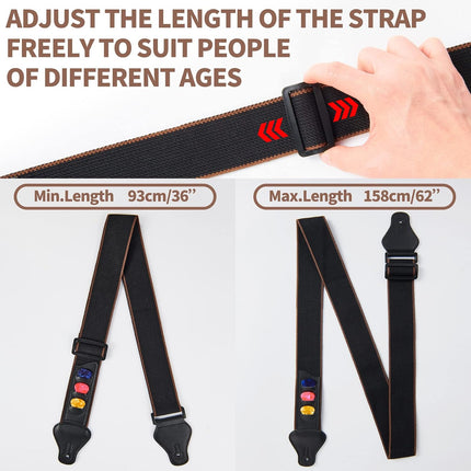 Guitar Strap Set Acoustic Electric Bass with Picks Holder & Strap Lock