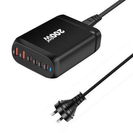 200W USB Type C Charger, 6 Ports Fast Charging Station, GaN III PD QC Desktop Charger