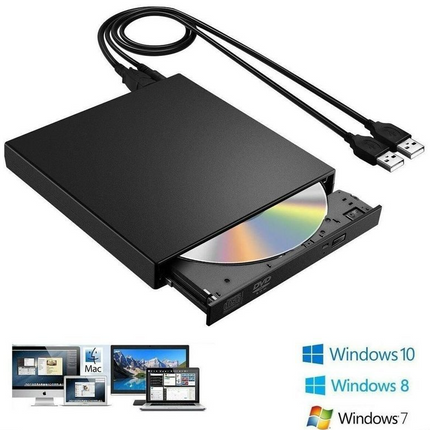 USB External CD DVD ROM Writer Burner Player Drive PC Laptop for Windows Mac - salelink.co.nz