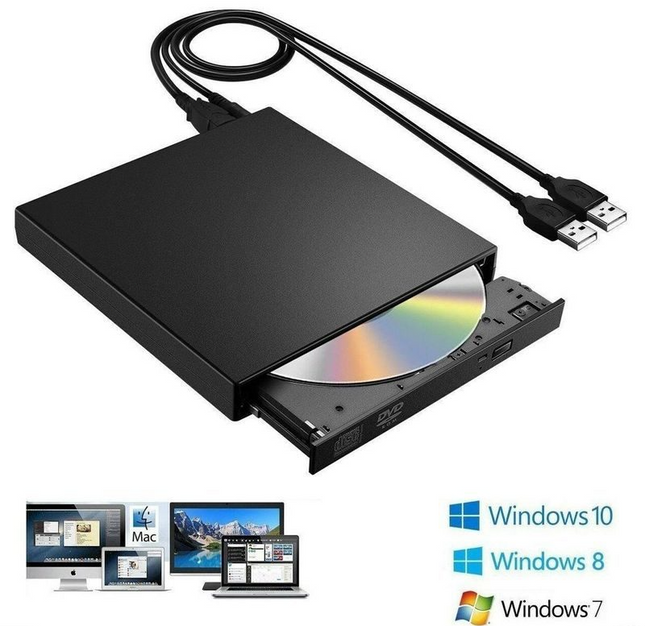USB External CD DVD ROM Writer Burner Player Drive PC Laptop for Windows Mac - salelink.co.nz