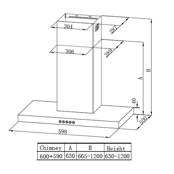 Midea 60cm T-Shape Rangehood 60M21