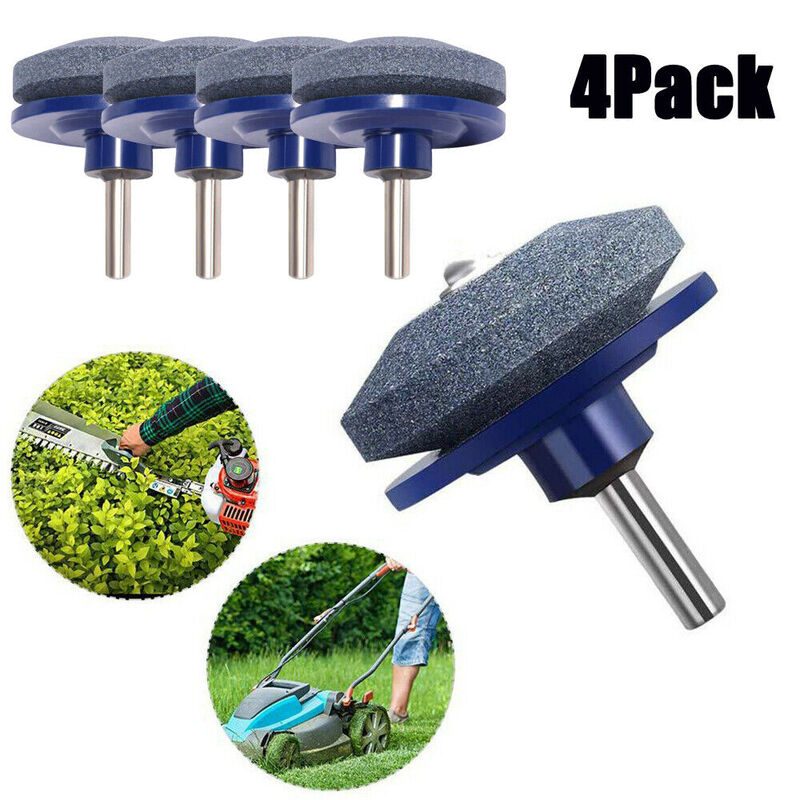 4PCS Lawn Mower Blade Sharpener Rotary Stone Grindstone Sharpening Drill Tool