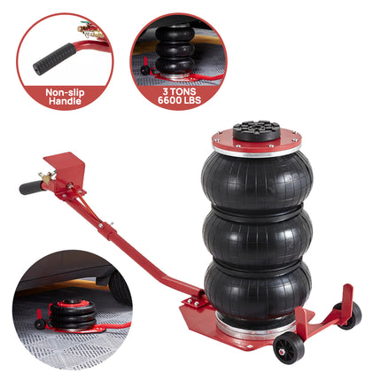 6600 LBS Triple Bag Air Lift Jack Pneumatic Vehicle Car Lifting Compressed Tool - salelink.co.nz