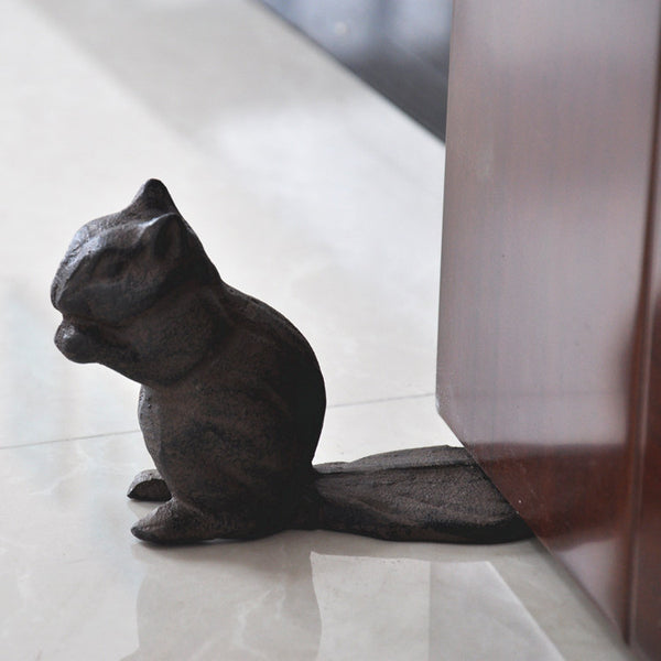 Squirrel Chipmunk Door Stopper Cast Iron